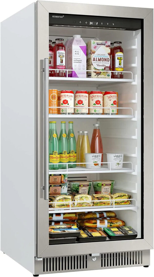 EdgeStar VBM101 22" Wide 10.1 Cu. Ft. Commercial Beverage Merchandiser Stainless Steel, Temp Alarm, Reversible Door