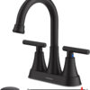 Bathroom Faucets for Sink 3 Hole, Hurran 4 inch Matte Black Bathroom Sink Faucet with Pop-up Drain