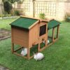 Large chicken coop, wooden hen house, outdoor backyard rabbit cage with ventilation door, detachable tray and slope, chicken nesting box (58...