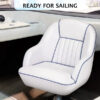 Pontoon Boat Seat, Captains Bucket Boat Seat, Back Folding Boat, Boat Cabin Seating White & Blue