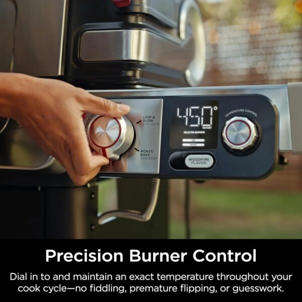 Ninja FlexFlame, Grill and Smoker, Electric and Propane Grill, Roaster, BBQ Grill, 5-in-1 Cooking System, 3 Burner, Digital Control, Outdoor...