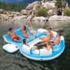 56299EP 145 x 125 x 20 Inch Splash N Chill Inflatable Lake and Pool Relaxation Island Lounger Seat for up to 7 Adults, Blue and White