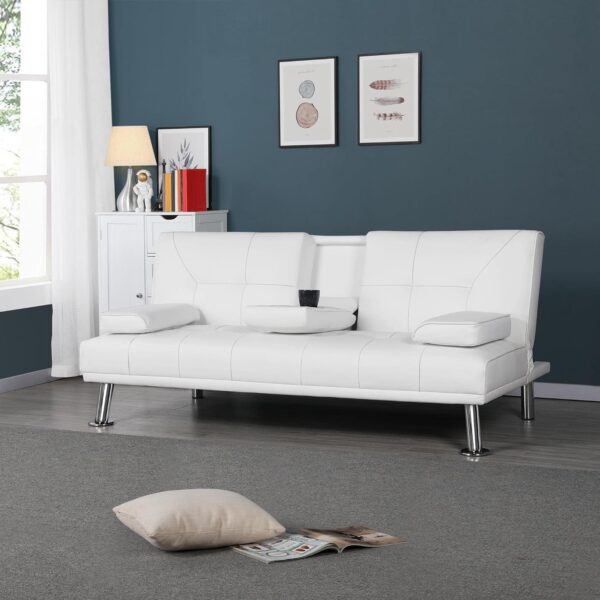 Yaheetech Convertible Sofa Bed Adjustable Couch Sleeper Modern Faux Leather Home Recliner Reversible Loveseat Folding Daybed Guest Bed, Removable...