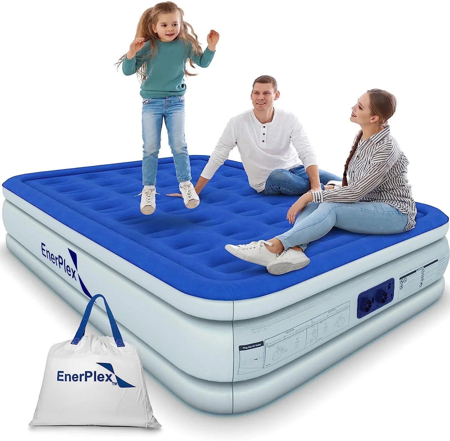 3de8818a6f8ea717e322257dc259ce48c4aa19fc769b2bb4ccad0913f240c3a9 EnerPlex Queen Air Mattress with Built-in Pump - 16 Inch Double Height Inflatable Mattress for Camping