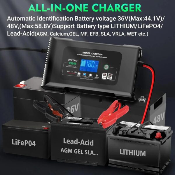 36 Volt Golf cart Charger 18-Amp Smart Charger, Car Battery Charger,Trickle Charger,36V,18-Amp and 48V,13-Amp,Lithium,LiFePO4,Lead-Acid...