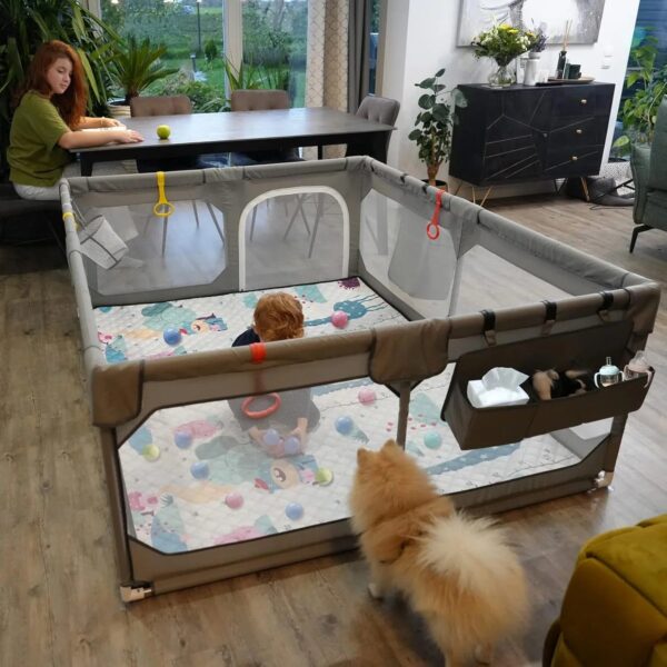 Baby Playpen with Mat 75"*59", Extra Large Playpen for Babies and Toddlers with Storage Bag, BPA-Free, Non-Toxic, Safe No Gaps Playards for...