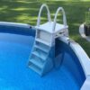 Confer Plastics 7200 Roll Guard 48" to 56" Adjustable A Frame Safety Ladder for Above Ground Outdoor Patio Swimming Pool Platform Ladder with Step...
