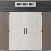 Rubbermaid Resin Outdoor Storage Shed With Floor (7 x 7 Ft) Weather Resistant Gray Organization for Home/Backyard/Garden Tools/Lawn Mower/Bike...