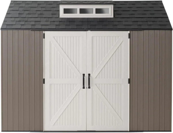 Rubbermaid Resin Outdoor Storage Shed With Floor (7 x 7 Ft) Weather Resistant Gray Organization for Home/Backyard/Garden Tools/Lawn Mower/Bike...