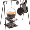 Grill Swing Campfire Cooking Stand BBQ Grill With Hooks & Accessories Bag For Outdoor Picnic Cookware & Dutch Ove (Color : Black, Size :...