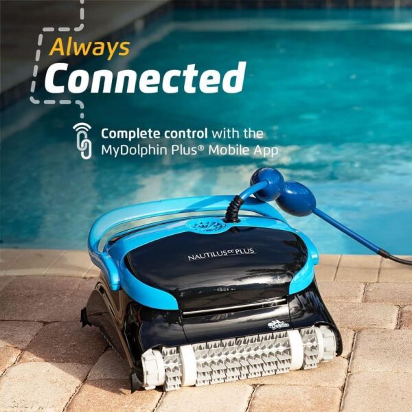 Dolphin Nautilus CC Plus Wi-Fi Automatic Robotic Pool Vacuum Cleaner, Always Cleaning, Never Charging, with Wall Climbing Scrubber Brush, Ideal...
