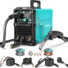 145A MIG Welder, 110V/220V Dual Voltage Gas/Gasless Flux Core MIG Welder/Lift TIG/Stick 3 in 1 Synergic MIG145 9GEN Welding Machine, Flux/Solid...