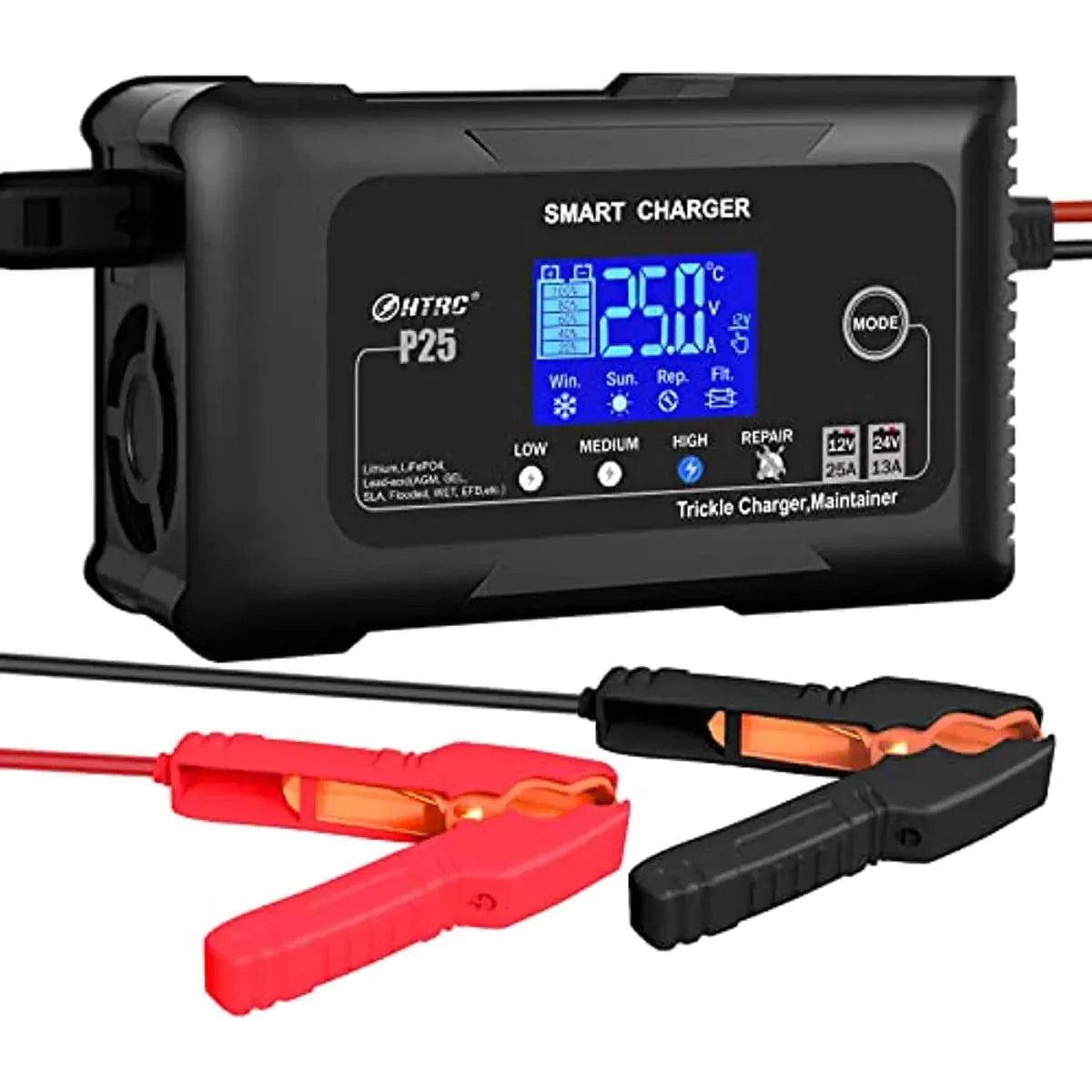42b8d8302b77dd27a6a8e2b8c6d7fded58989bcac806be25790b91d793853606 25-Amp Smart Battery Charger,Lithium,LiFePO4,Lead-Acid AGM/Gel/SLA.. Car Battery Charger,Trickle Charger, Maintainer/deep Cycle Charger,12V/25A...
