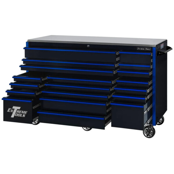 Extreme Tools RX250 Series 72-in x 30-in Roller Cabinet 19-Drawer 250 lb Drawer Slides