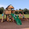 Backyard Discovery Canyon Creek Cedar Wood Swing Set with Wave Slide, Clubhouse, Play Kitchen, Picnic Area, Belt Swings, Web Swing, Rock Wall,...
