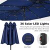 15 ft Large Patio Umbrella with Solar Lights Double-Sided Outdoor Rectangle Market Umbrellas with 36 LED Lights/Base Included/Easy Crank for Patio...