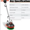 Commercial Floor Scrubber Machine with Brushes and Pads, Heavy Duty Floor Buffer Polisher and Cleaner- Deep Cleaning Tile and Grout, Hardwood...