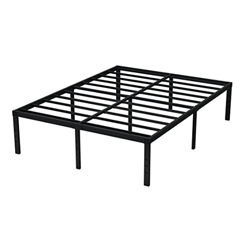 EMODA Queen Bed Frame No Box Spring Needed 18 Inch Heavy Duty Metal Tall Platform Bed Frame