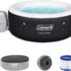 Coleman SaluSpa Miami AirJet 2 to 4 Person Round Inflatable Hot Tub Portable Outdoor Spa with 120 Soothing AirJets and Insulated Cover, Black
