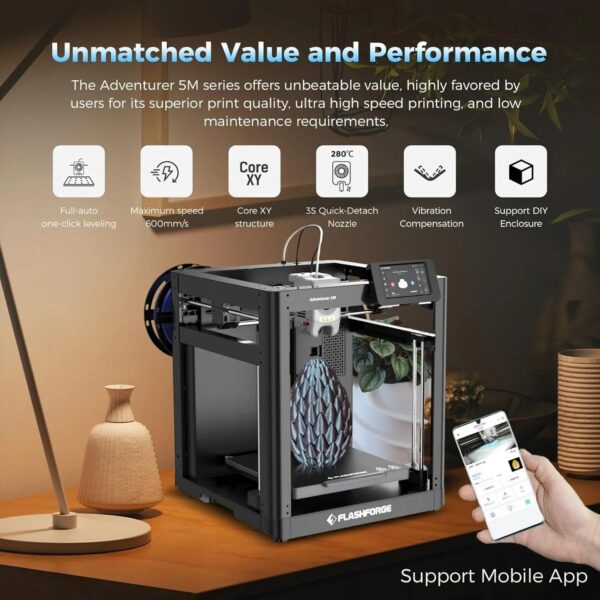 Adventurer 5M 3D Printer with Fully Auto Leveling