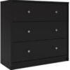 3-Pc Scandinavian Design Engineered Wood Bedroom Furniture Set with 3-Drawer Chest & 6-Drawer Double Dresser & 1-Drawer Nightstand, Pewter Plastic...