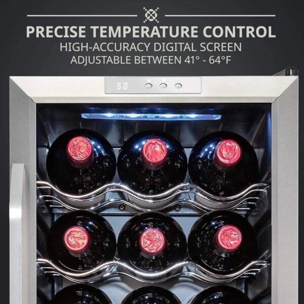 18 Bottle Compressor Wine Cooler Refrigerator w/Lock, Large Freestanding Wine Cellar For Red, White, Champagne or Sparkling Wine, 41f-64f Digital...