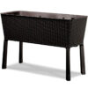 Dark Brown Wicker Raised Garden Bed Planter w/ Water Indicator