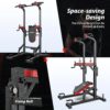 Pooboo Power Tower Dip Station, Pull-Up Bar, Supine Board, Adjustable