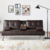 Yaheetech Convertible Sofa Bed Adjustable Couch Sleeper Modern Faux Leather Home Recliner Reversible Loveseat Folding Daybed Guest Bed, Removable...