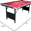 6 Ft Portable Pool Table, Adults Folding Billiards Tables for Game Room with Easy Foldable Storage, Includes Full Set of Billiard Balls, Cues,...
