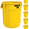 Yellow Heavy-Duty Trash/Garbage Can, (Pack of 6)