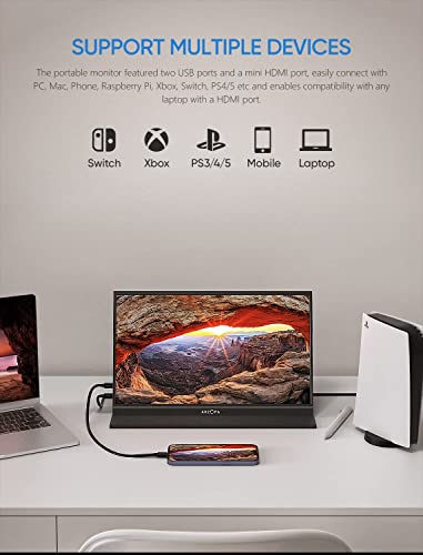 ARZOPA Portable Monitor, 15.6'' 1080P FHD Laptop Monitor USB C HDMI Computer Display HDR Eye Care