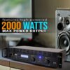 2-Channel Bluetooth Power Amplifier - 2000W Bridgeable Rack Mount Pro Audio Sound Wireless Home Stereo Receiver w/TRS XLR Input,LCD, Bridge Mode,...