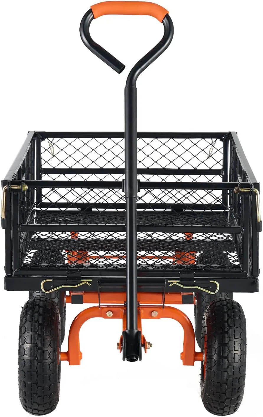 536291ca5f823127c760f00d56ba851e3cd48b80ccd77d56d5357992a3feef2d Garden Dump Cart, Heavy Duty Garden Wagon Yard Dump Wagon with Removable Sides, Convert to Flatbed, Utility Liner, 10in All Terrain Wheels
