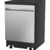 GE 24 Stainless Steel Portable Dishwasher With Sanitize Cycle