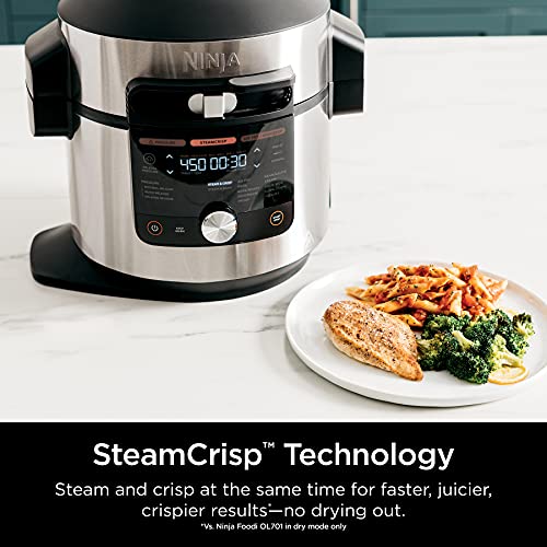 Ninja OL701 Foodi 14 in 1 SMART XL 8 Qt. Pressure Cooker Steam Fryer with SmartLid & Thermometer Auto Steam Release, that Air Fries, Proofs &...