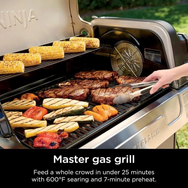 Ninja FlexFlame, Grill and Smoker, Electric and Propane Grill, Roaster, BBQ Grill, 5-in-1 Cooking System, 3 Burner, Digital Control, Outdoor...