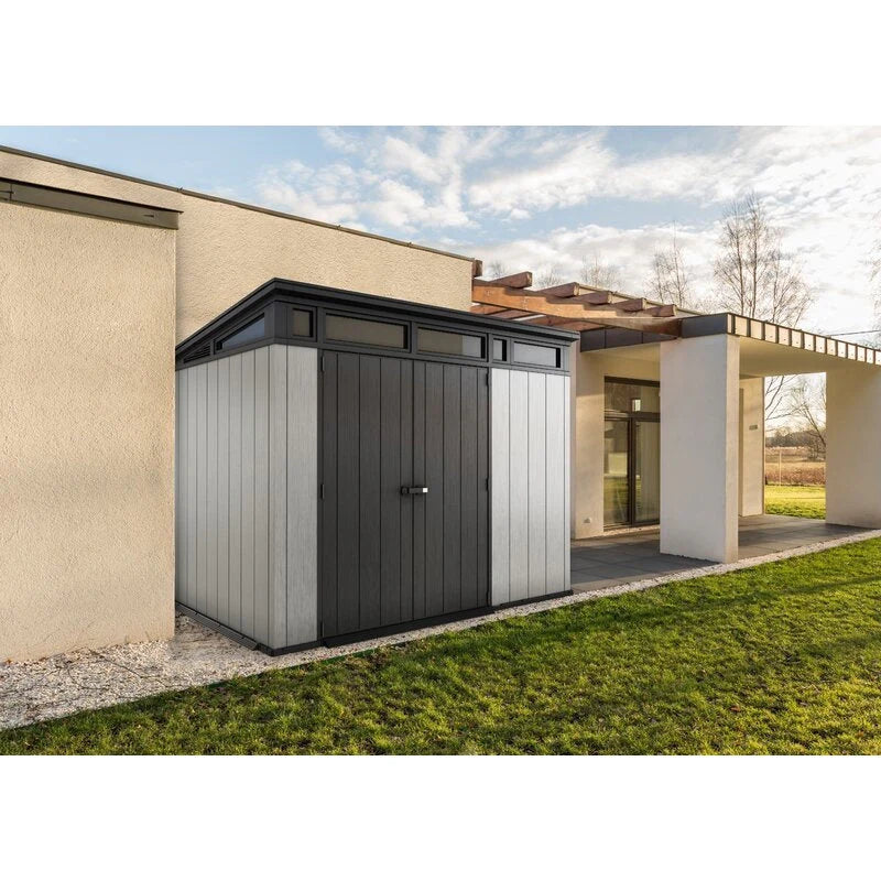 55d0025cfec2f22e62e350206ab73cef09d07eb6fb8f9399c784c0602fae8be5 Artisan 9 ft. W x 7.5 ft. D Plastic Storage Shed