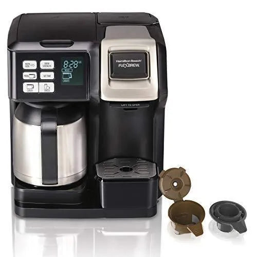Hamilton Beach FlexBrew Thermal Coffee Maker, Single Serve & Full Pot, Compatible with K-Cup Pods or Grounds, Programmable, Black and Stainless...