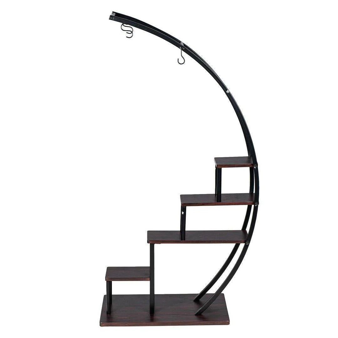 5712c4a7130642feff09d773090c6bc8f4e41e016447114d072a2340f43d66c7 5 Tier Metal Plant Stand Indoor Curved Display Book Shelf Storage