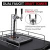 Beer Kegerator, Dual Tap Draft Beer Dispenser, Full Size Stainless Steel Keg Refrigerator With Drip Tray, CO2 Cylinder, 32 F- 50 F Temperature...