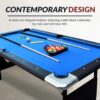 6 Ft Portable Pool Table, Adults Folding Billiards Tables for Game Room with Easy Foldable Storage, Includes Full Set of Billiard Balls, Cues,...