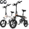 EB3 Electric Bike Adults 21mph, 500W Peak Motor, 270Wh Battery, Rear Suspension, 3 Levels Assist, 14" Folding Ebike for Adults and Teens, Complies...