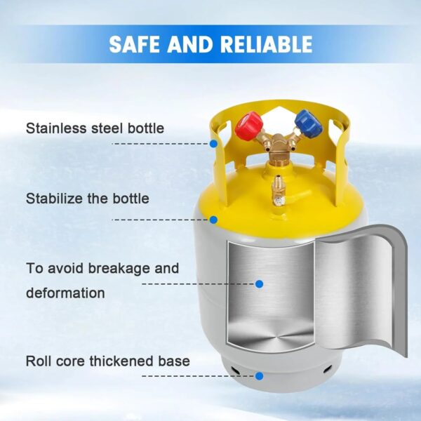 30 LB Refrigerant Recovery Tank for R12, R22, R134A, R410A Refrigerant with 1/4 SAE Y-Valve Liquid/Vapor Reclaim Tank AC Freon Recovery Tank...