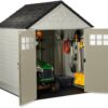 Rubbermaid Resin Outdoor Storage Shed With Floor (7 x 7 Ft) Weather Resistant Gray Organization for Home/Backyard/Garden Tools/Lawn Mower/Bike...