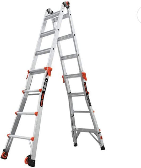 17-foot foldable multi-position ladder, made of aluminum, with a load capacity of 300 pounds, 1A type super heavy-duty, 18-foot extension length,...