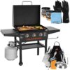 28 Inch Blackstone Griddle 2080 with Hood XL Griddle Original 3-Burner Outdoor Flat Top Grill, with Blackstone Griddle Accessories, Seasoning, and...