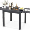 Extensible outdoor dining table, patio table, all-weather aluminum frame, large rectangular lawn backyard garden terrace dining table, suitable...