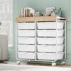 Rolling Storage Cart with 10 Large Drawers, Utility Cart with Wooden TableTop for Craft Organizers, Art Supply Storage, Home Office Organization,...