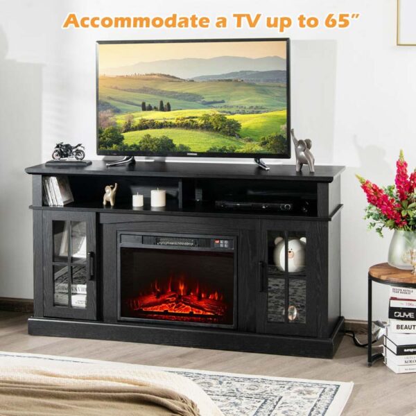 58" TV Console with 23" Fireplace Insert, Fireplace TV Stand for TVs up to 65 Inches, 1400W Electric Fireplace Heater